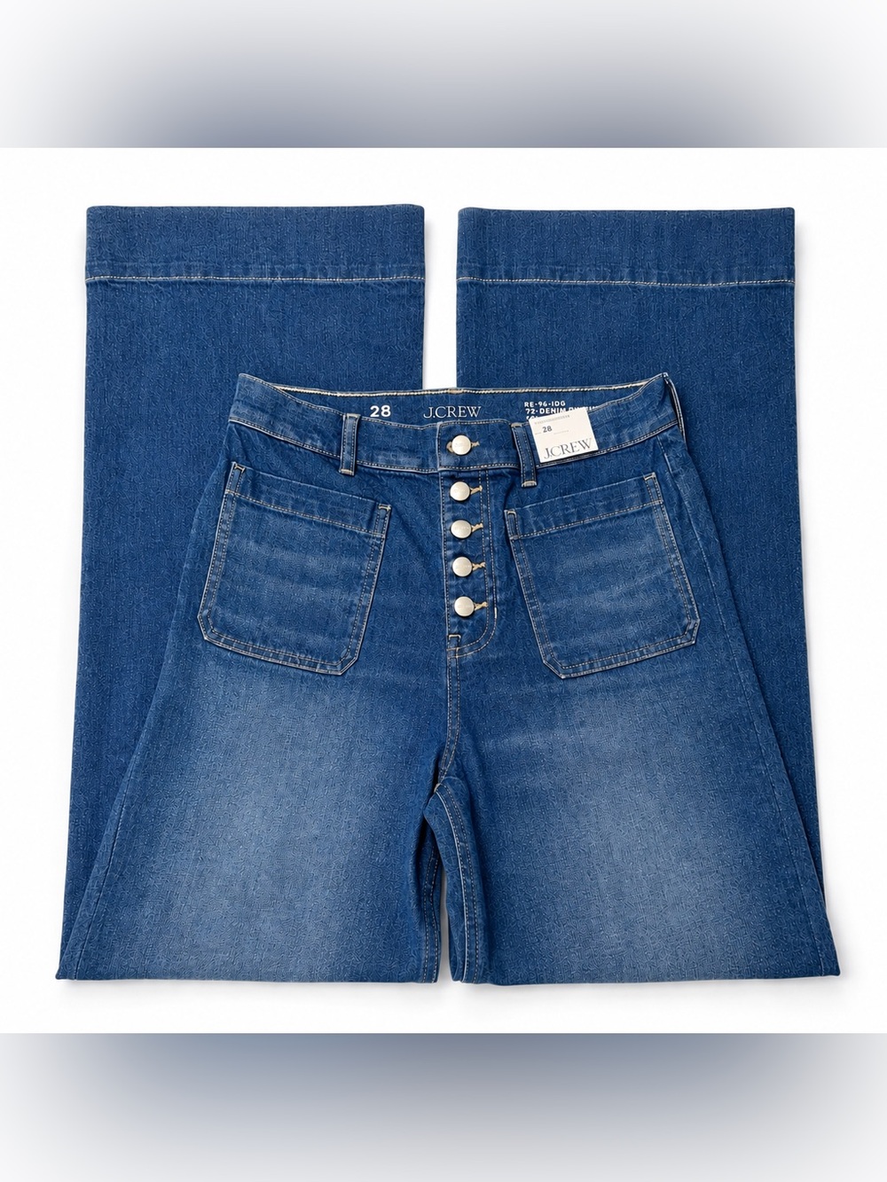 J Crew ‘96 Denim Trouser Wide Leg Jeans Button Fly New Women’s size 28